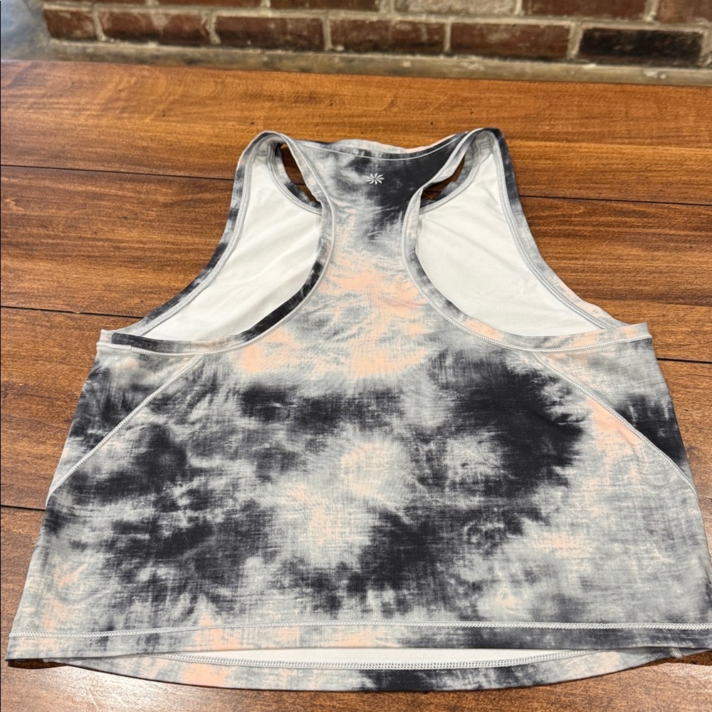 Athleta Black and Gray Tie-Dye racerback Tank Top - Picture 3 of 5